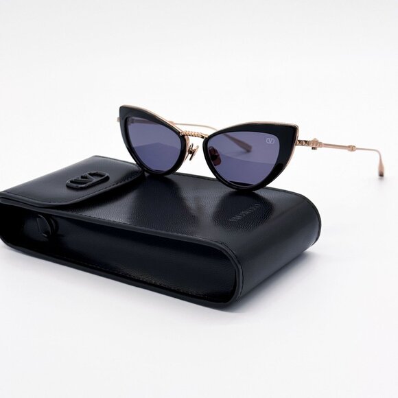 NEW VALENTINO SUNGLASSES VLS-102A GOLD/BLACK CAT EYE WOMEN EYEWEAR - Picture 2 of 14